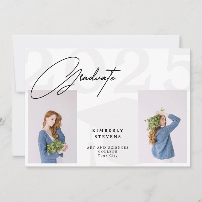 Class of year minimalist elegant 2 photos graduate (Front)