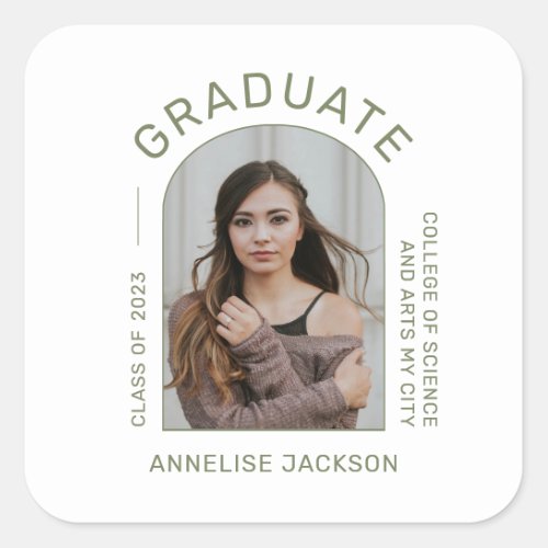 Class of year minimalist simple graduate photo  square sticker