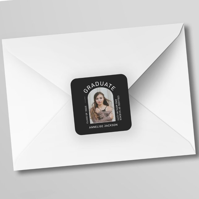 Class of year minimalist simple graduate photo square sticker (Creator Uploaded)