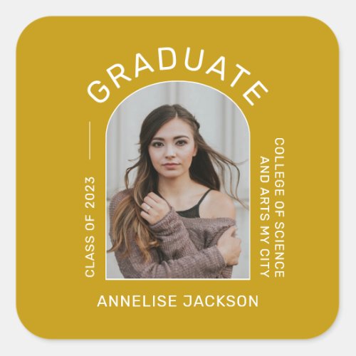 Class of year minimalist simple graduate photo square sticker