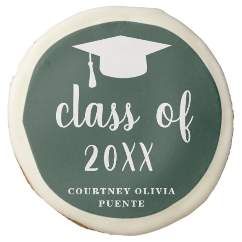 Class of Year Mortar Board Forest Green Graduation Sugar Cookie