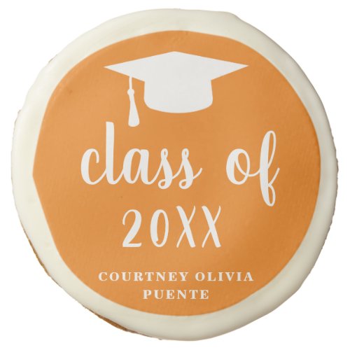 Class of Year Mortar Board Orange Graduation Sugar Cookie