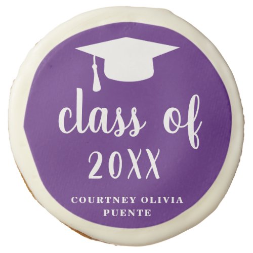 Class of Year Mortar Board Purple Graduation Sugar Cookie