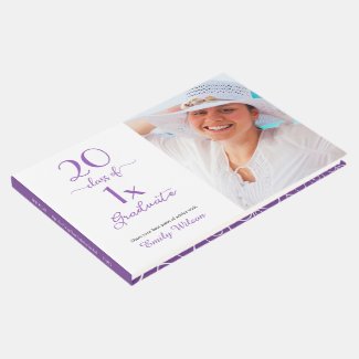 Class Of [YEAR] Photo Violet Pattern Graduation Guest Book