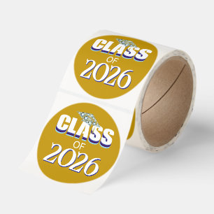 Class of YOUR COLORS Diamond Grad Cap Classic Round Sticker