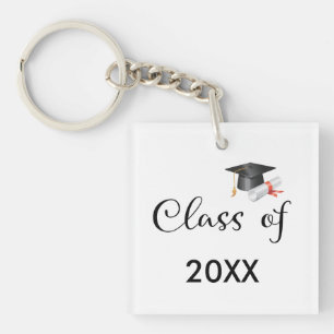 Class of Your Year Graduation Cap Personalized Keychain