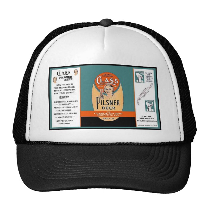 CLASS PILSNER BEER CAN Class & Nachod HAT w Visor