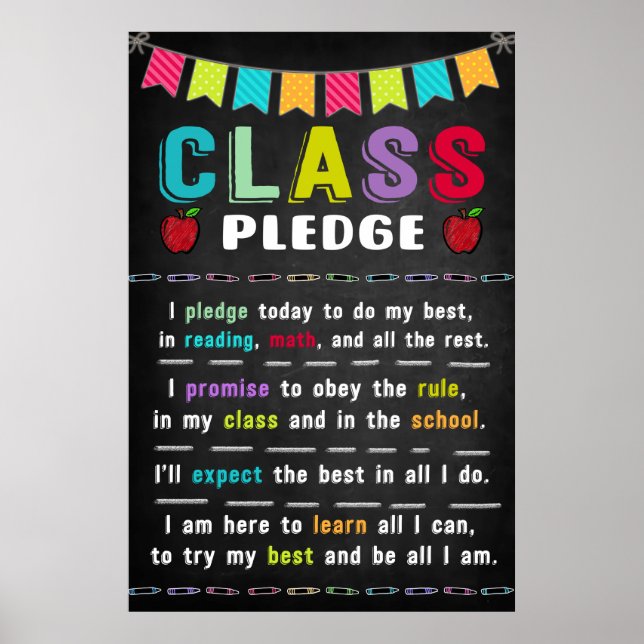 Class pledge Classroom Poster (Front)