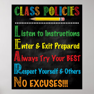 Class Policies Poster *L.E.A.R.N. acronym