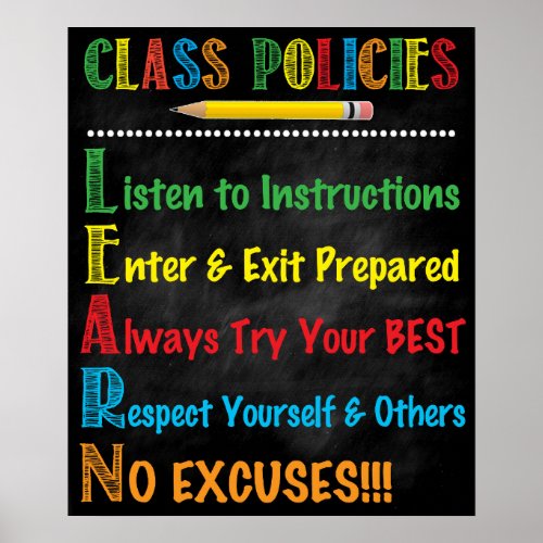 Class Policies Poster LEARN acronym