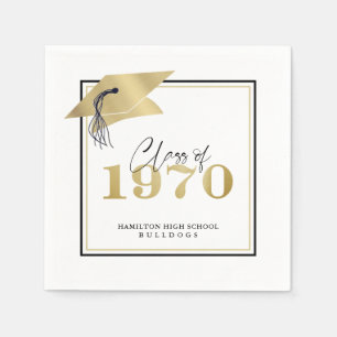 Class Reunion 1970 Faux Metallic Gold Cap Napkins