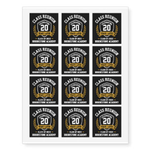 Class Reunion 20 Year Custom Temporary Tattoos