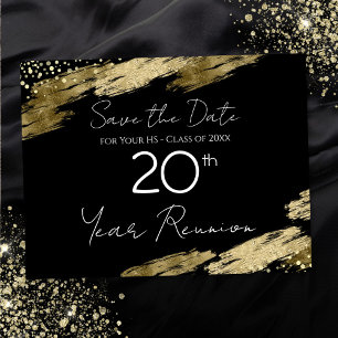 Class Reunion Black and Gold Elegant Postcard