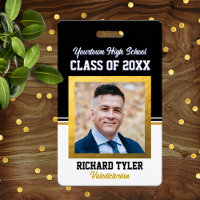 Class Reunion Black and Gold Photo ID Badge