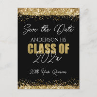 Class Reunion Black and Gold Save the Date