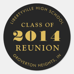 Class Reunion Black Gold or Custom Color Classic Round Sticker