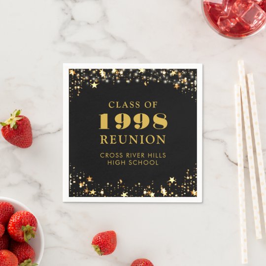 Class Reunion Black Gold Personalized Napkins