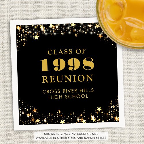 Class Reunion Black Gold Personalized Napkins