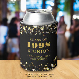 Class Reunion Black Gold Stars Personalized Can Cooler