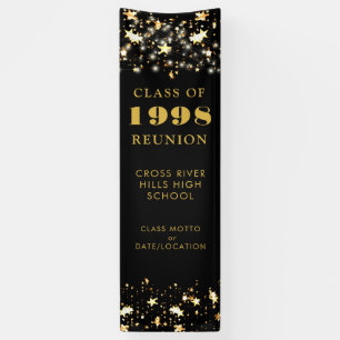 Class Reunion Black Gold Stars Vertical Banner