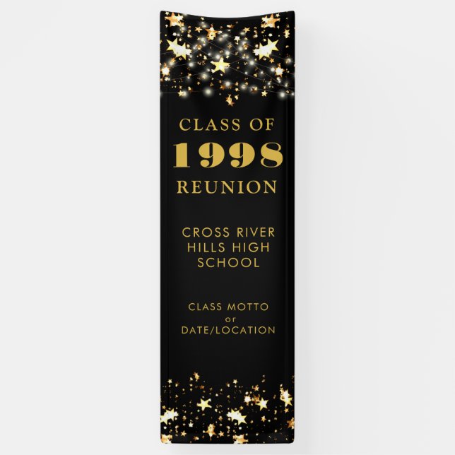 Class Reunion Black Gold Stars Vertical Banner (Vertical)