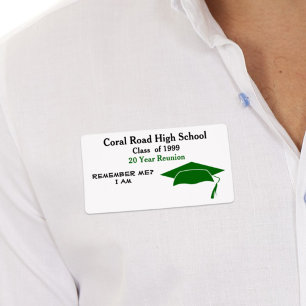 Class Reunion Black Green Paper Name Tag