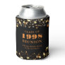 Class Reunion Black Orange Gold Stars Personalized Can Cooler