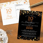Class Reunion Black Orange Stars Lights Any Year Postcard<br><div class="desc">Modern and elegant black and orange class reunion postcard invitation for any year reunion (shown for a 10 Year) featuring gold and orange stars and lights and fancy script typography. ASSISTANCE: For help with design modification or personalization, color change or transferring the design to another product or you would like...</div>