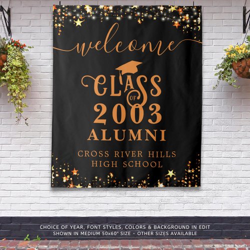 Class Reunion Black Orange Welcome Class Year Tapestry