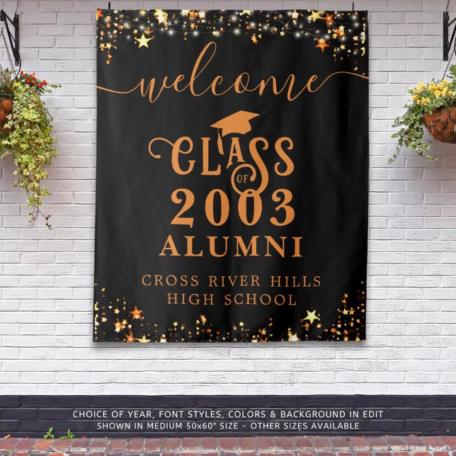 Class Reunion Black Orange Welcome Class Year Tapestry (Creator Uploaded)