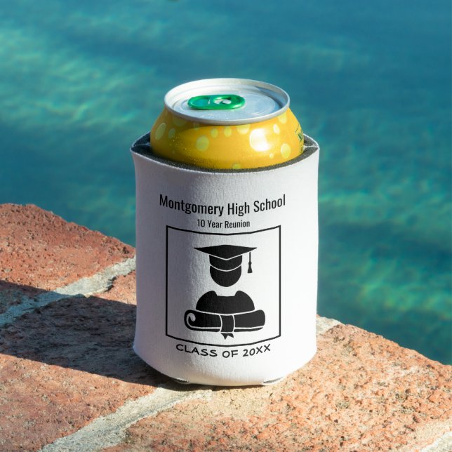 Class Reunion Black White Custom Memento Can Cooler (In Situ Pool)