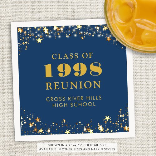 Class Reunion Blue Gold Personalized Napkins
