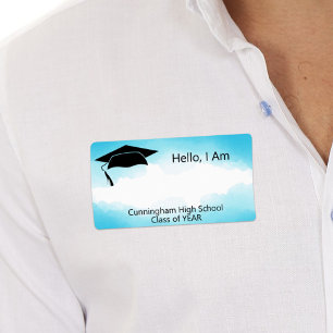 Class Reunion Blue Watercolor Name Tag