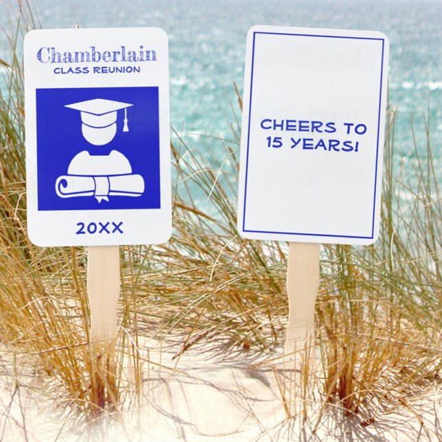 Class Reunion Blue White Custom Hand Fan (Creator Uploaded)