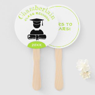 Class Reunion Bright Green White Custom Hand Fan