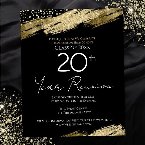 Class Reunion Budget Gold Black Invitation