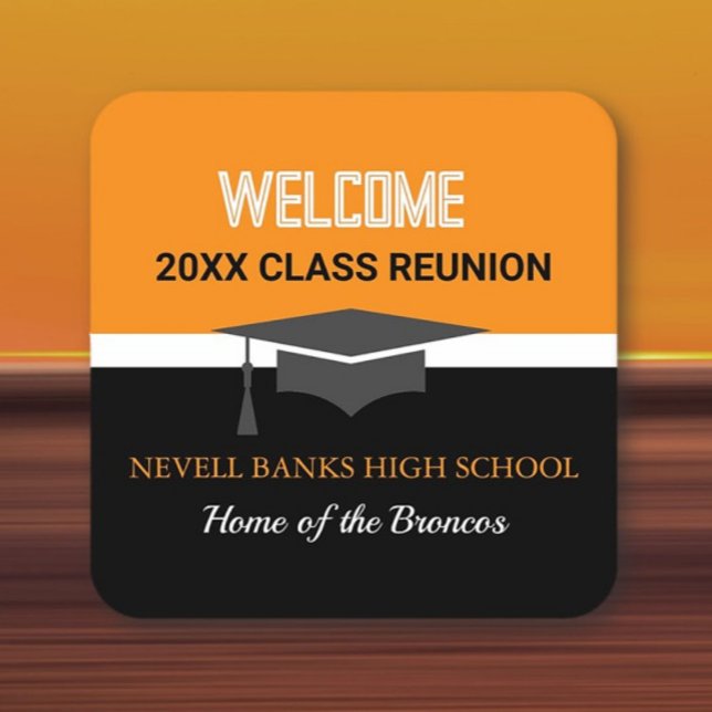 Class Reunion! CUSTOM Reunion  Square Paper Coaster (Creator Uploaded)