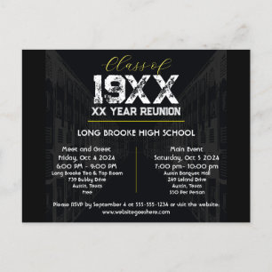 Class Reunion Elegant Black Any Year Postcard
