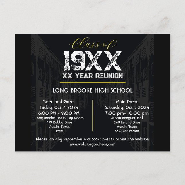 Class Reunion Elegant Black Any Year Postcard (Front)