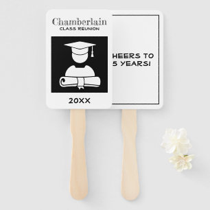 Class Reunion Elegant Black White Custom Hand Fan