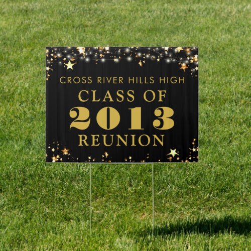 Class Reunion Gold Stars Custom Color Sign
