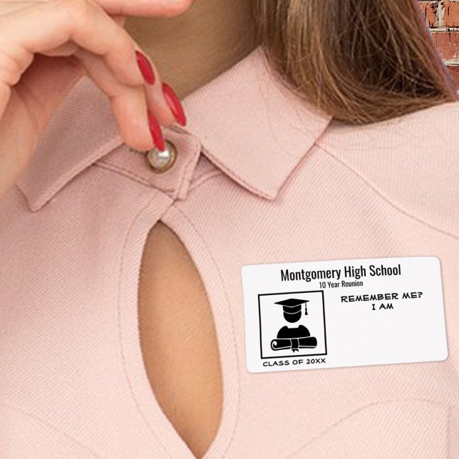 Class Reunion / Graduation Black Label Name Tag (Creator Uploaded)