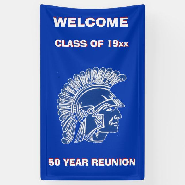 CLASS REUNION GRADUATION BLUE  TROJAN BANNER (Vertical)