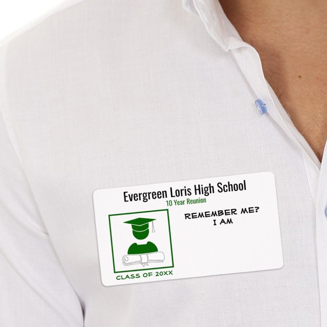 Class Reunion / Graduation Green Sticker Name Tag (Creator Uploaded)