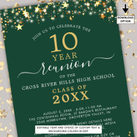 Class Reunion Green Gold Stars Lights Any Year