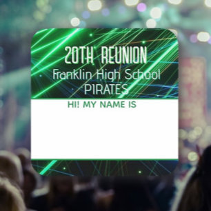 Class Reunion green Name tag Sticker