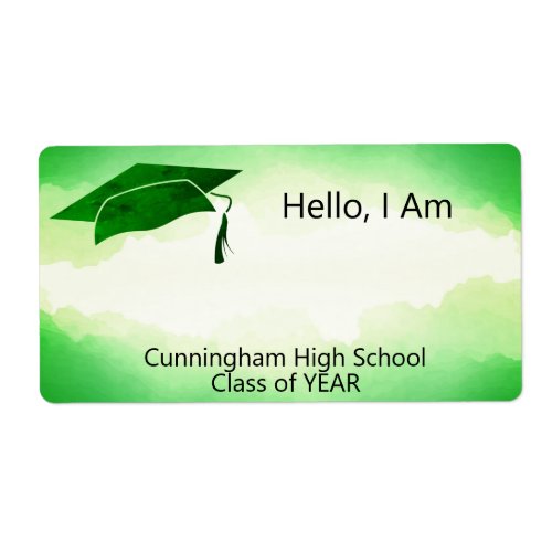 Class Reunion Green Watercolor Name Tag