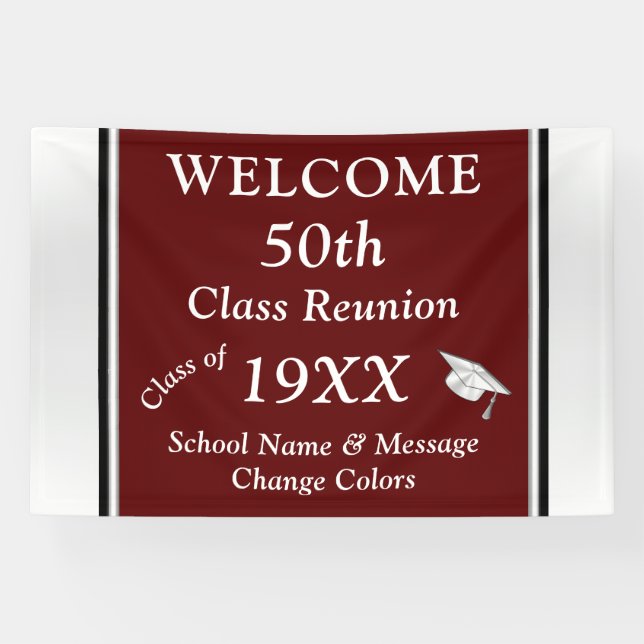 Class Reunion Ideas 50 Years, CHANGE YEAR, COLORS, Banner (Horizontal)