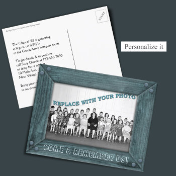 Class Reunion Invitation With Old Wood Frame by colorwash at Zazzle