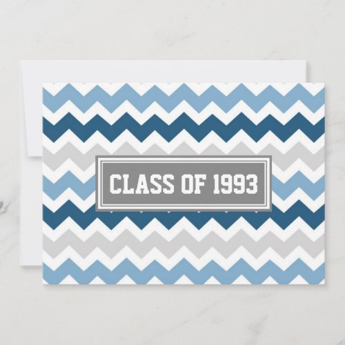 Class Reunion Invitations Gray Blue Chevron